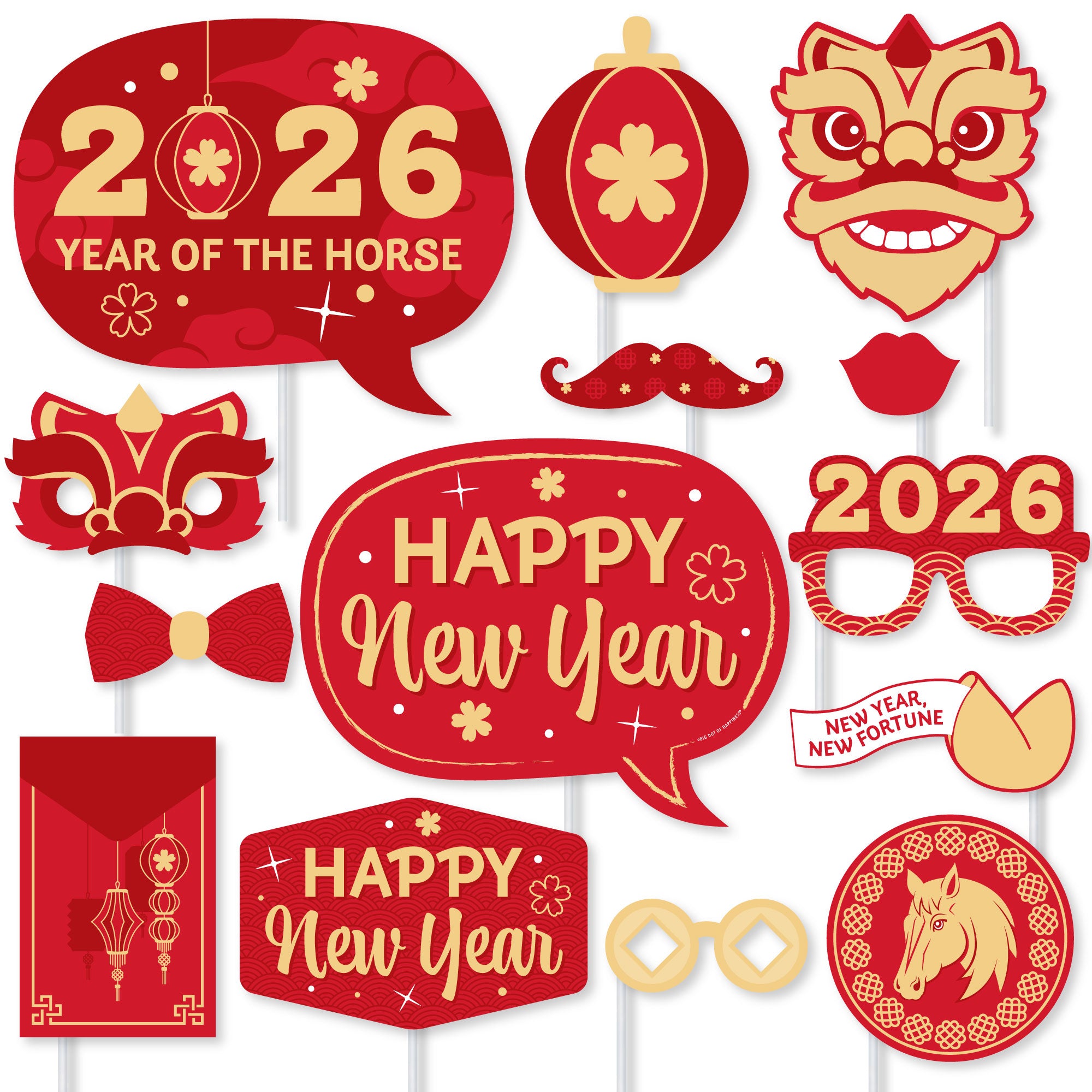 Lunar New Year Party Photo Booth Props Kit 2026 Gen lunar new year - 2026 year of the horse photo booth props kit - 20