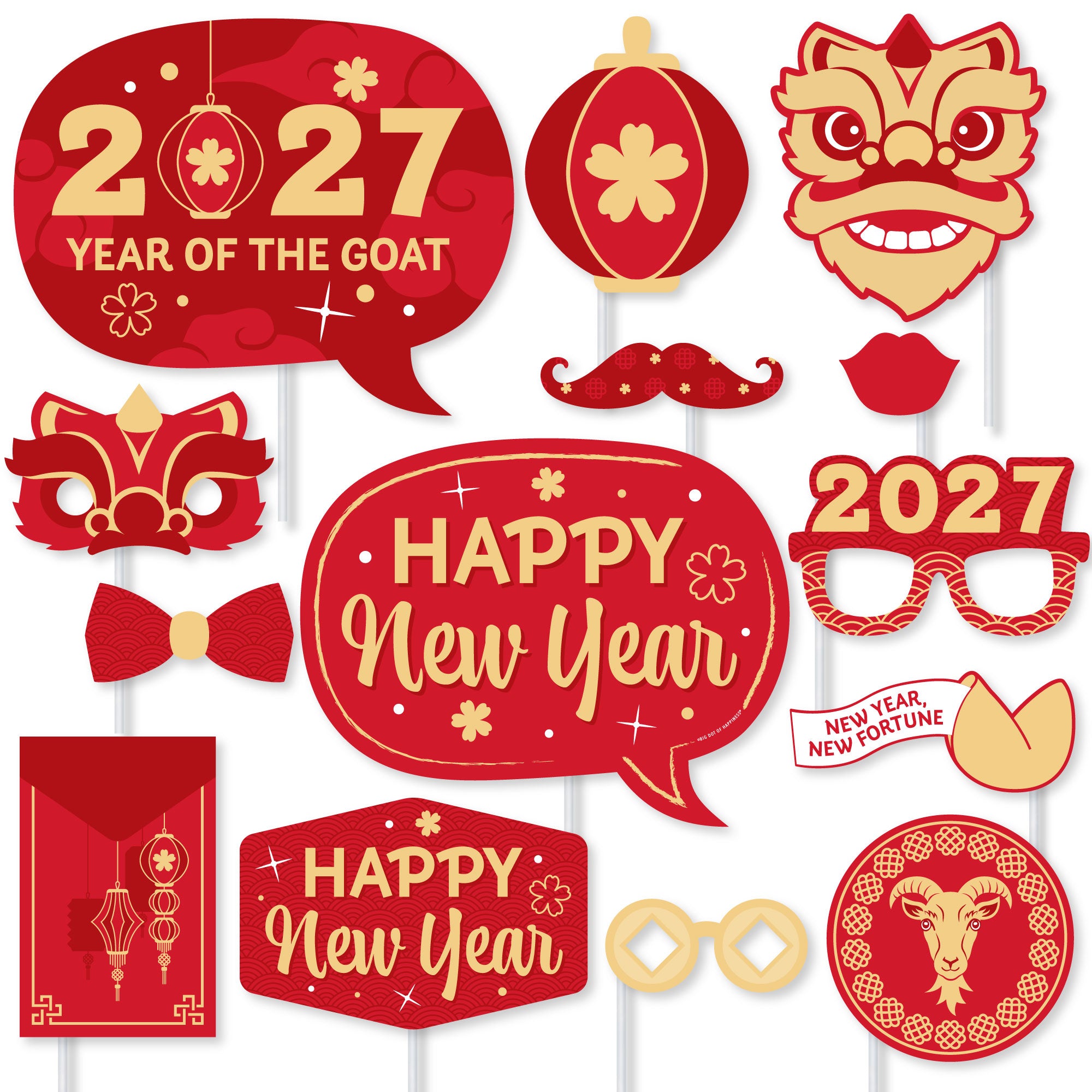 Lunar New Year - 2027 Year of the Goat Photo Booth Props Kit - 20