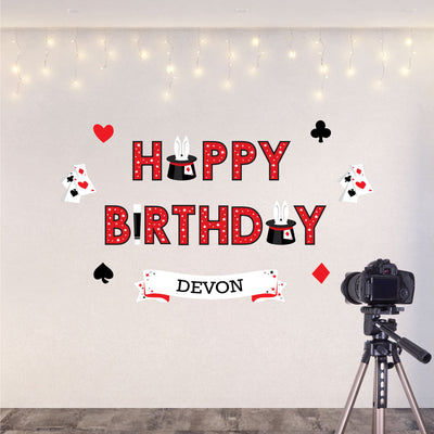 Ta-Da, Magic Show - Personalized Peel and Stick Magical Birthday Party Decoration - Wall Decals Backdrop