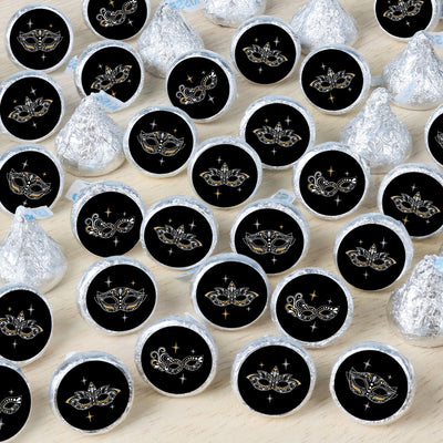 Masquerade - Venetian Mask Party Small Round Candy Stickers - Party Favor Labels - 324 Count