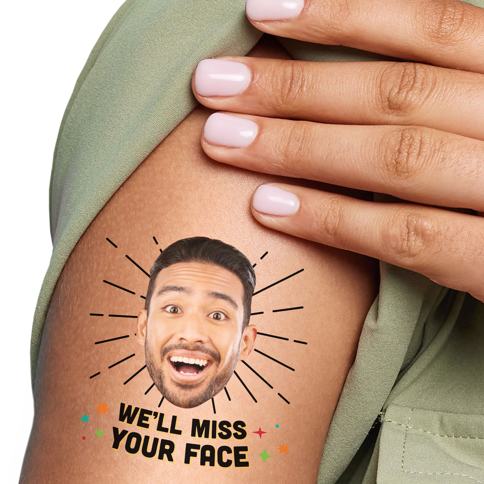 Custom Miss Your Face Temporary Tattoos - 12 Ct, image size:2000x2000