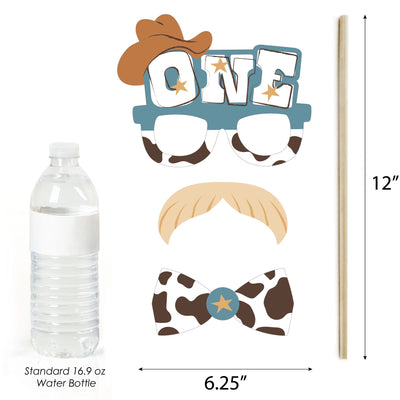 My First Rodeo - Personalized Little Cowboy 1st Birthday Party Supplies - Photo Booth Props Kit - 20 Count