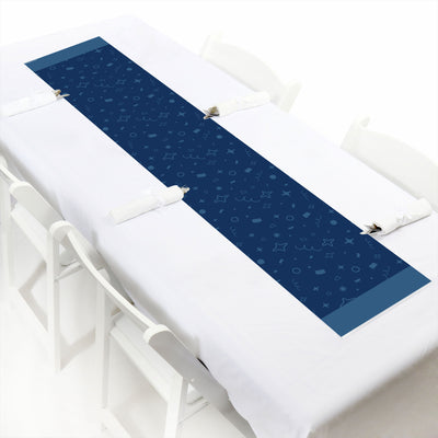 Navy Confetti Stars - Petite Simple Party Paper Table Runner - 12 x 60 inches