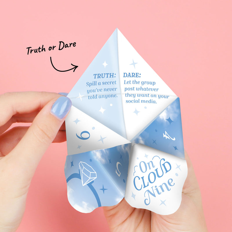 On Cloud 9 - Bridal or Bachelorette Party Cootie Catcher Game - Truth or Dare Fortune Tellers - Set of 12