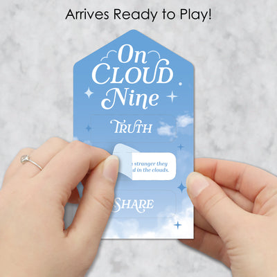 On Cloud 9 - Bridal or Bachelorette Party Game Pickle Cards - Truth, Dare, Share Pull Tabs - Set of 12