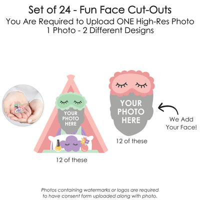 Custom Photo Pajama Slumber Party - Girls Sleepover Birthday Party DIY Shaped Fun Face Cut-Outs - 24 Count