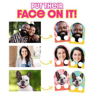 Custom Photo Party Time - Fun Face Happy Birthday Party Activity - 2 Player Build-A-Face Party Game