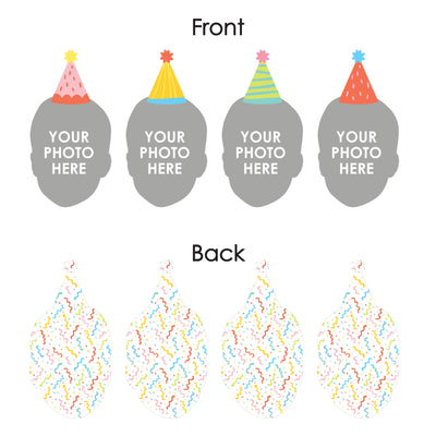 Custom Photo Party Time - Happy Birthday Party DIY Shaped Fun Face Cut-Outs - 24 Count