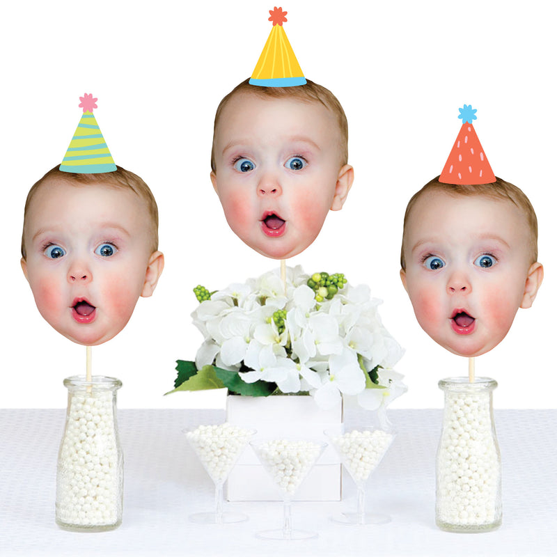 Custom Photo Party Time - Fun Face Decorations DIY Happy Birthday Party Essentials - Set of 20