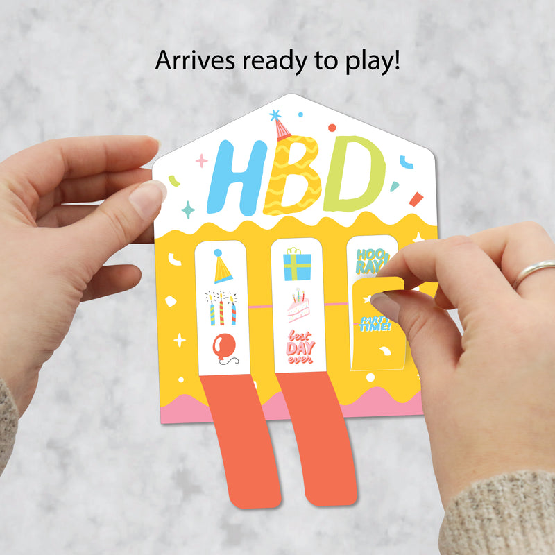 Party Time - Happy Birthday Party Game Pickle Cards - Pull Tabs 3-in-a-Row - Set of 12