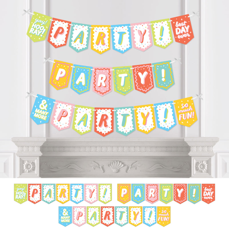 Party Time - Happy Birthday Party Bunting Banner - Party Decorations - Party Party Party