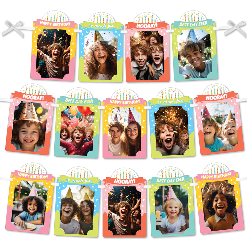 Party Time - DIY Happy Birthday Party Decor - Picture Display - Photo Banner