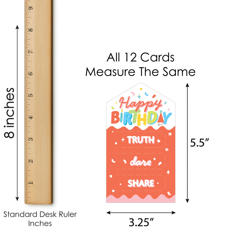 Party Time - Happy Birthday Party Game Pickle Cards - Truth, Dare, Share Pull Tabs - Set of 12
