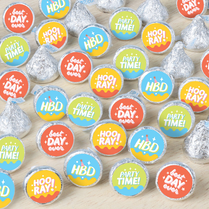 Party Time - Happy Birthday Party Small Round Candy Stickers - Party Favor Labels - 324 Count