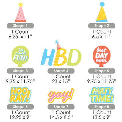 Party Time - Yard Sign and Outdoor Lawn Decorations - Happy Birthday Party Yard Signs - Set of 8