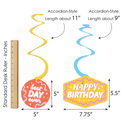 Party Time - Happy Birthday Party Hanging Decor - Party Decoration Swirls - Set of 40