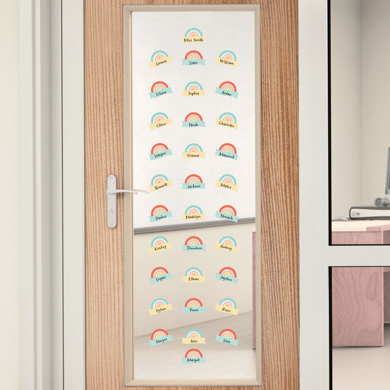 Pastel Boho Rainbow - DIY Blank Paper Desk or Locker Labels - Classroom Name Tags - Set of 32