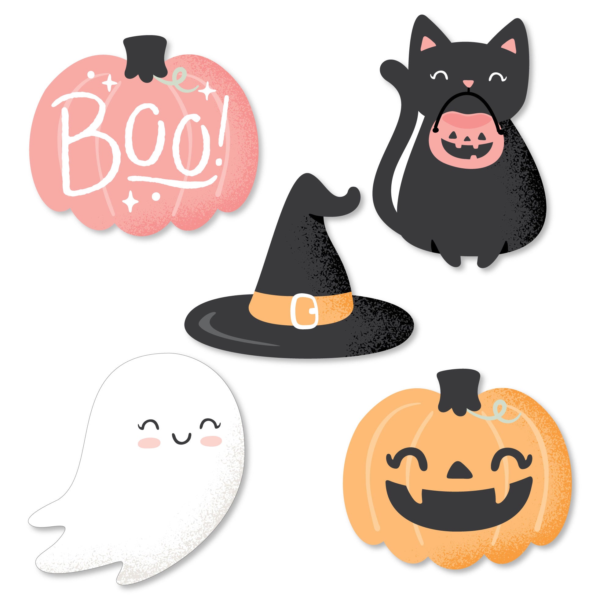 Pastel Halloween DIY Shaped Pink Pumpkin Party CutOuts 24 Count