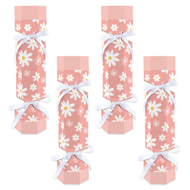 Pink Daisy Flowers - No Snap Floral Party Table Favors - DIY Cracker Boxes - Set of 12