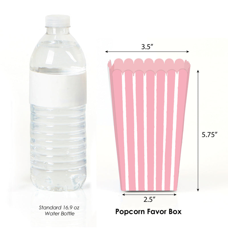 Pink Stripes - Simple Party Favor Popcorn Treat Boxes - Set of 12