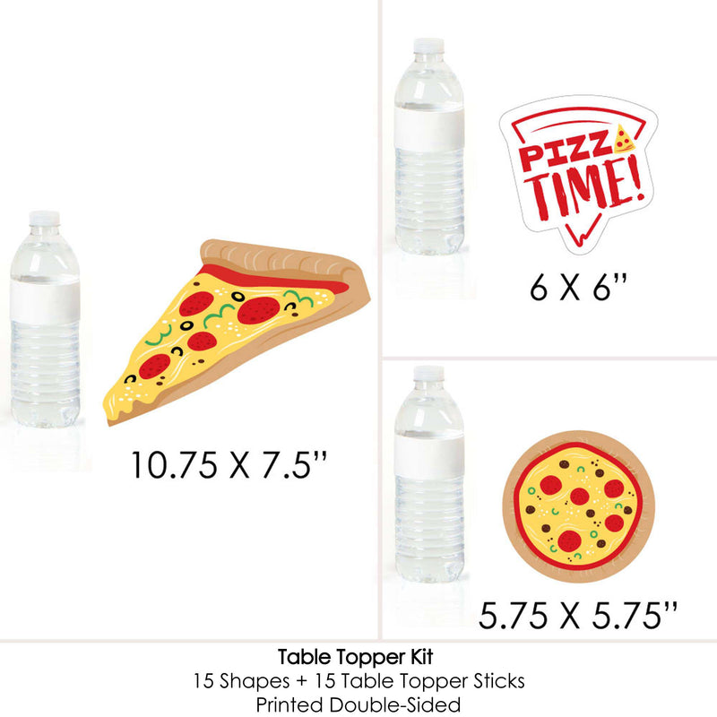 Pizza Party Time - Baby Shower or Birthday Party Centerpiece Sticks - Table Toppers - Set of 15