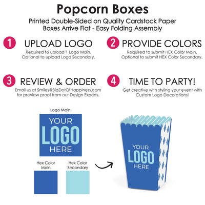 Custom Logo Popcorn Boxes - Personalized Branded Business Party Favors - Set of 12