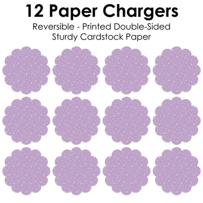 Purple Confetti Stars - Simple Party Round Table Decorations - Paper Chargers - Place Setting For 12