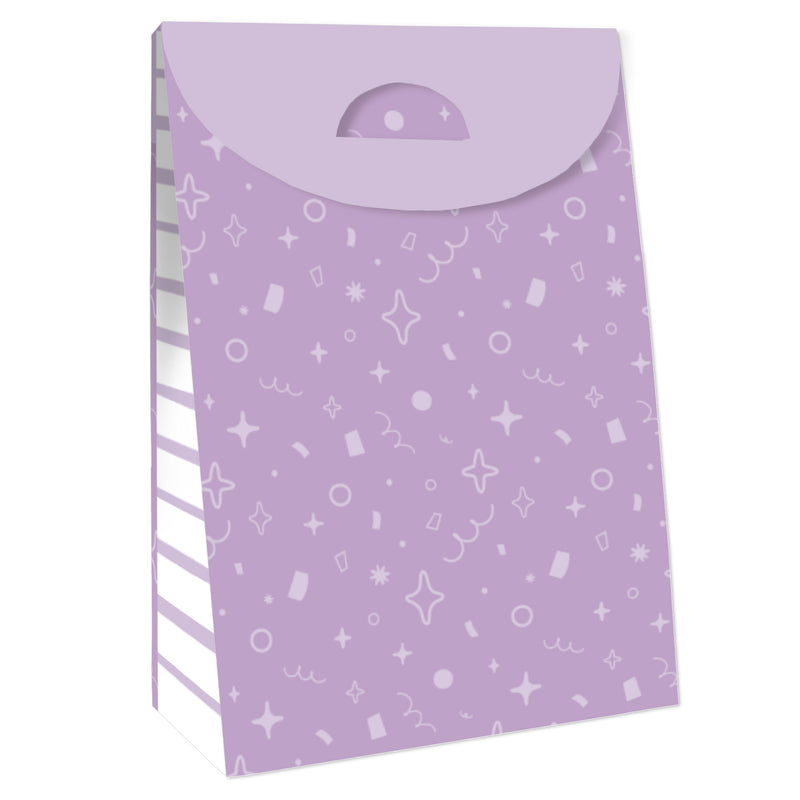 Purple Confetti Stars - Simple Gift Favor Bags - Party Goodie Boxes - Set of 12