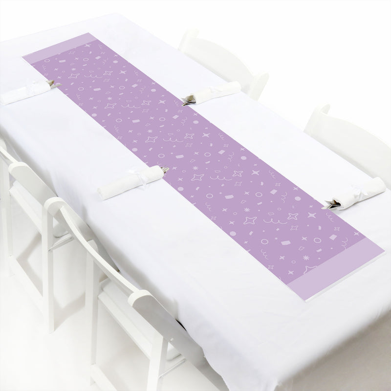 Purple Confetti Stars - Petite Simple Party Paper Table Runner - 12 x 60 inches