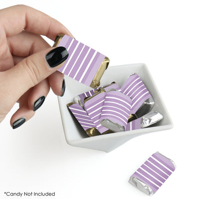 Purple Stripes - Mini Candy Bar Wrapper Stickers - Simple Party Small Favors - 40 Count