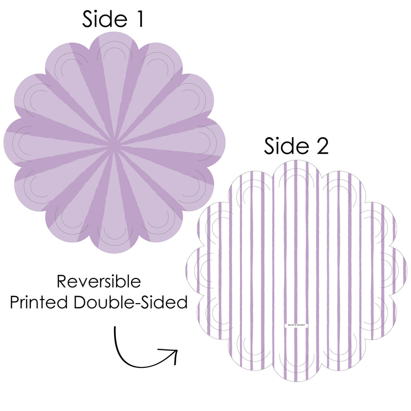 Purple Stripes - Simple Party Round Table Decorations - Paper Chargers - Place Setting For 12
