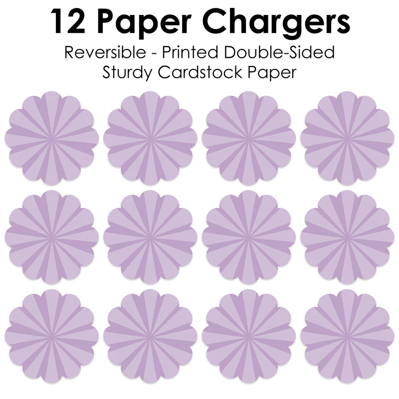 Purple Stripes - Simple Party Round Table Decorations - Paper Chargers - Place Setting For 12