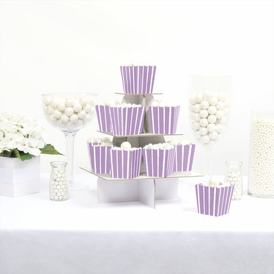 Purple Stripes - Party Mini Favor Boxes - Simple Party Treat Candy Boxes - Set of 12