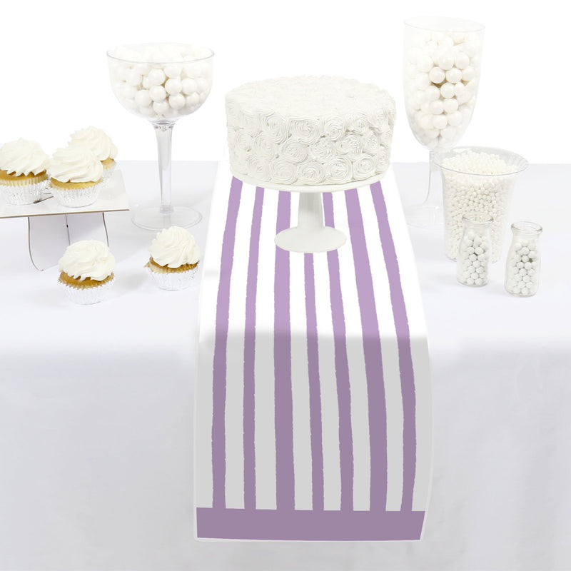 Purple Stripes - Petite Simple Party Paper Table Runner - 12 x 60 inches