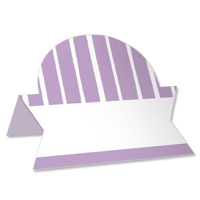 Purple Stripes - Simple Party Decorations Tent Buffet Card - Table Setting Name Place Cards - Set of 24