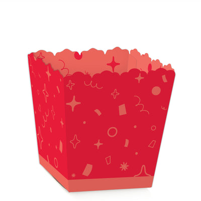 Red Confetti Stars - Party Mini Favor Boxes - Simple Party Treat Candy Boxes - Set of 12