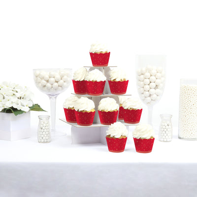 Red Confetti Stars - Simple Party Decorations - Party Cupcake Wrappers - Set of 12