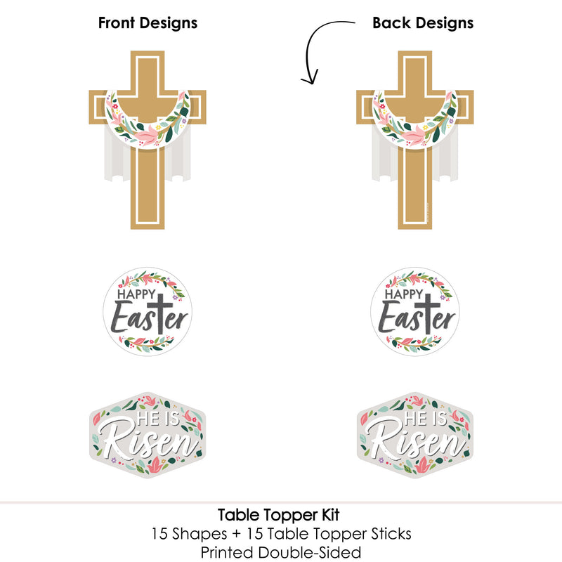 Religious Easter - Christian Holiday Party Centerpiece Sticks - Table Toppers - Set of 15