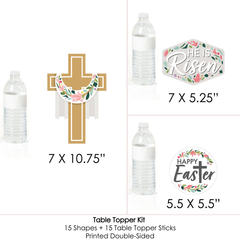Religious Easter - Christian Holiday Party Centerpiece Sticks - Table Toppers - Set of 15