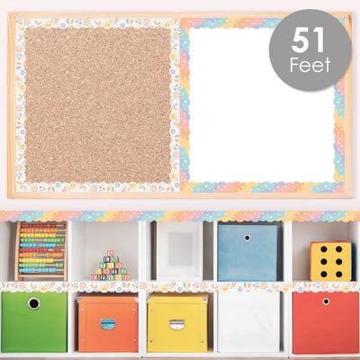 Retro Pastel - Scalloped Classroom Decor - Bulletin Board Borders - 51 Feet