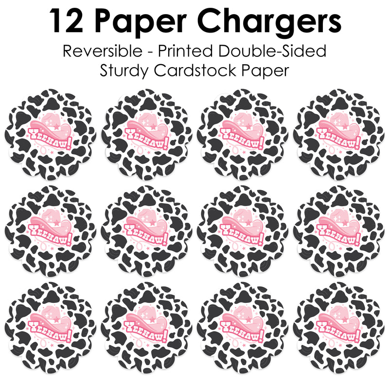 Rodeo Cowgirl - Pink Western Party Round Table Decorations - Paper Chargers - Place Setting For 12
