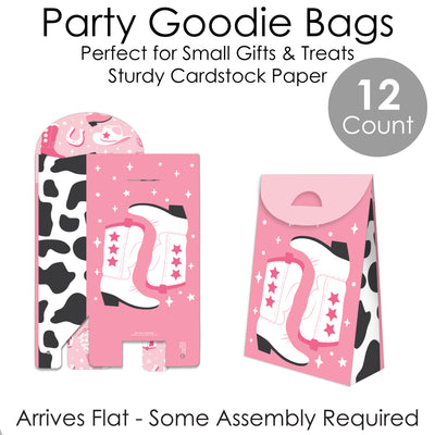 Rodeo Cowgirl - Pink Western Gift Favor Bags - Party Goodie Boxes - Set of 12