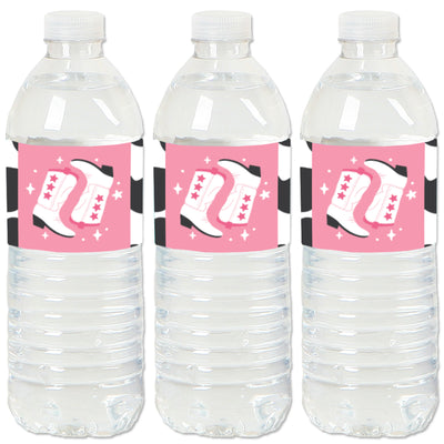 Rodeo Cowgirl - Pink Western Party Water Bottle Sticker Labels - Set of 20