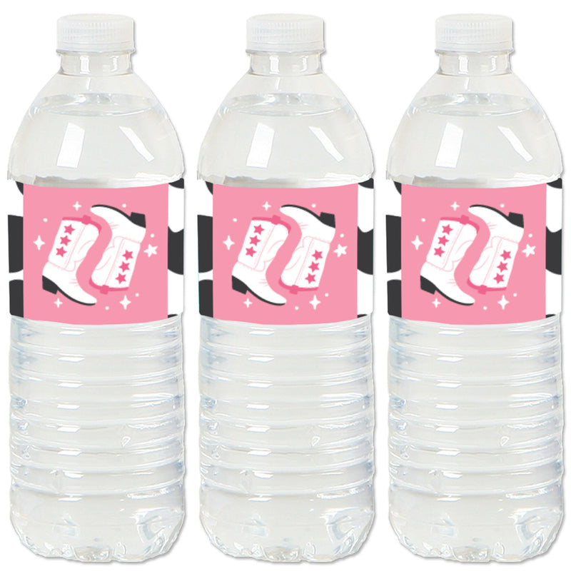 Rodeo Cowgirl - Pink Western Party Water Bottle Sticker Labels - Set of 20