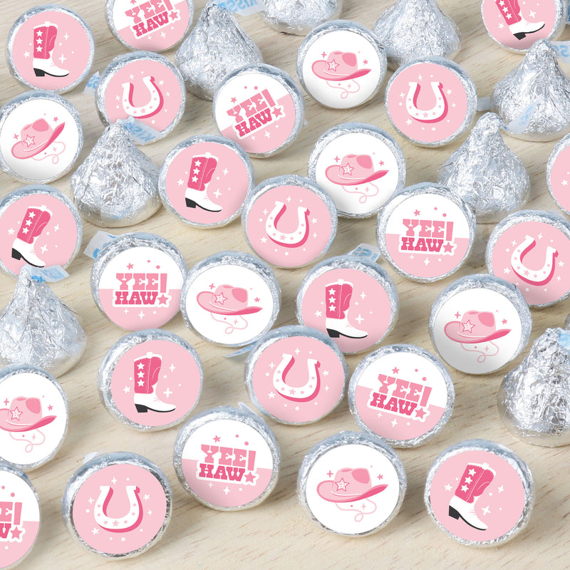 Rodeo Cowgirl - Pink Western Party Small Round Candy Stickers - Party Favor Labels - 324 Count