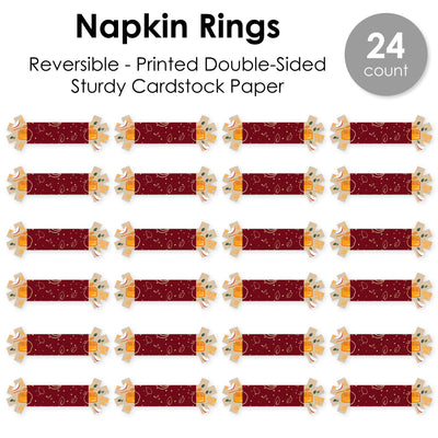 Rosh Hashanah - Jewish New Year Party Paper Napkin Holder - Napkin Rings - Set of 24