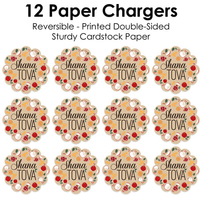 Rosh Hashanah - Jewish New Year Party Round Table Decorations - Paper Chargers - Place Setting For 12