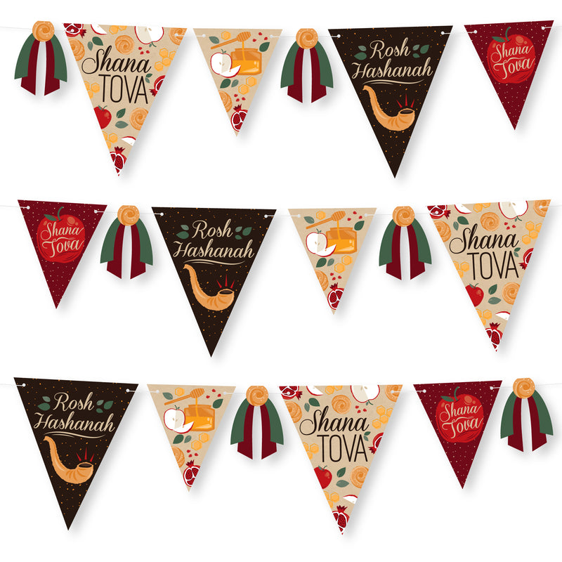 Rosh Hashanah - DIY Jewish New Year Party Pennant Garland Decoration - Triangle Banner - 30 Pieces