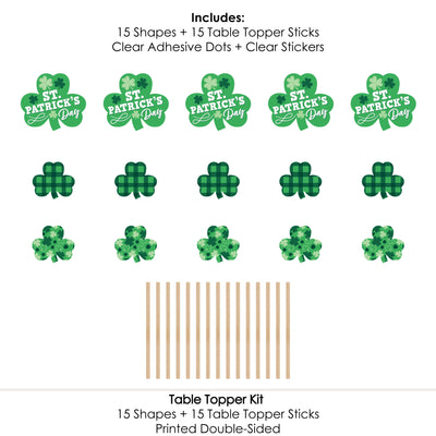 Shamrock St. Patrick's Day - Saint Paddy's Day Party Centerpiece Sticks - Table Toppers - Set of 15