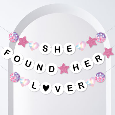 She Found Her Lover Banner, Eras Bachelorette Party Decorations, Large Bridal Shower Friendship Bracelet Banners, 28 Pieces
